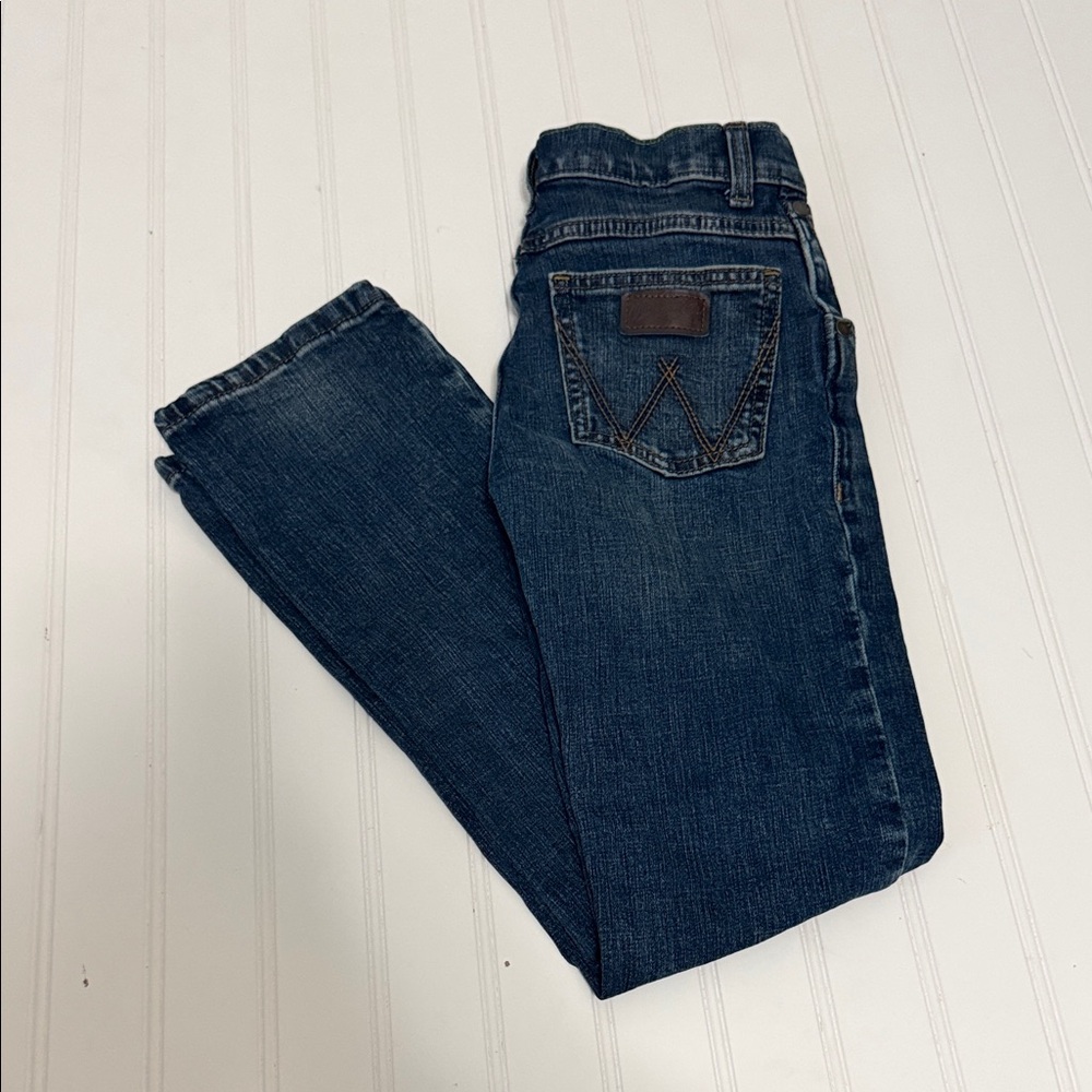 Wrangler Retro Kids Dark Wash Denim Jeans with Back Pocket Accent Size 10 Slim